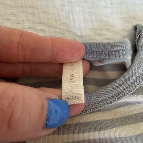 Quincy Mae Pocket Tee + Short Set || Blue Stripe - 18-24M - Picture 3 of 4